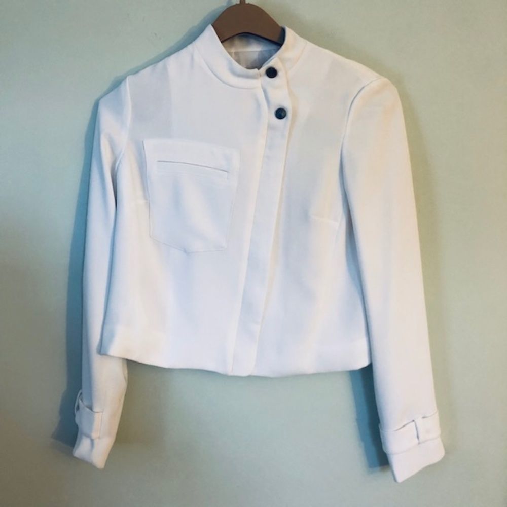Rachel Roy White Polyester White Zip Up Jacket- 4